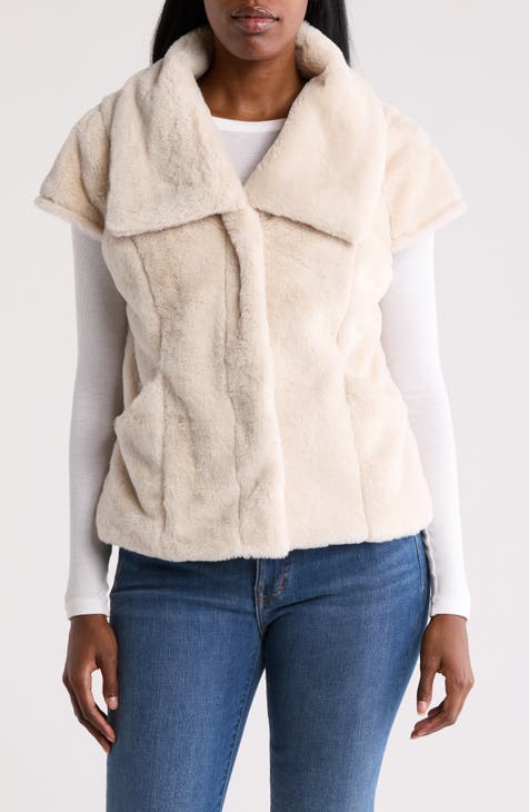 Faux Fur Cap Sleeve Jacket