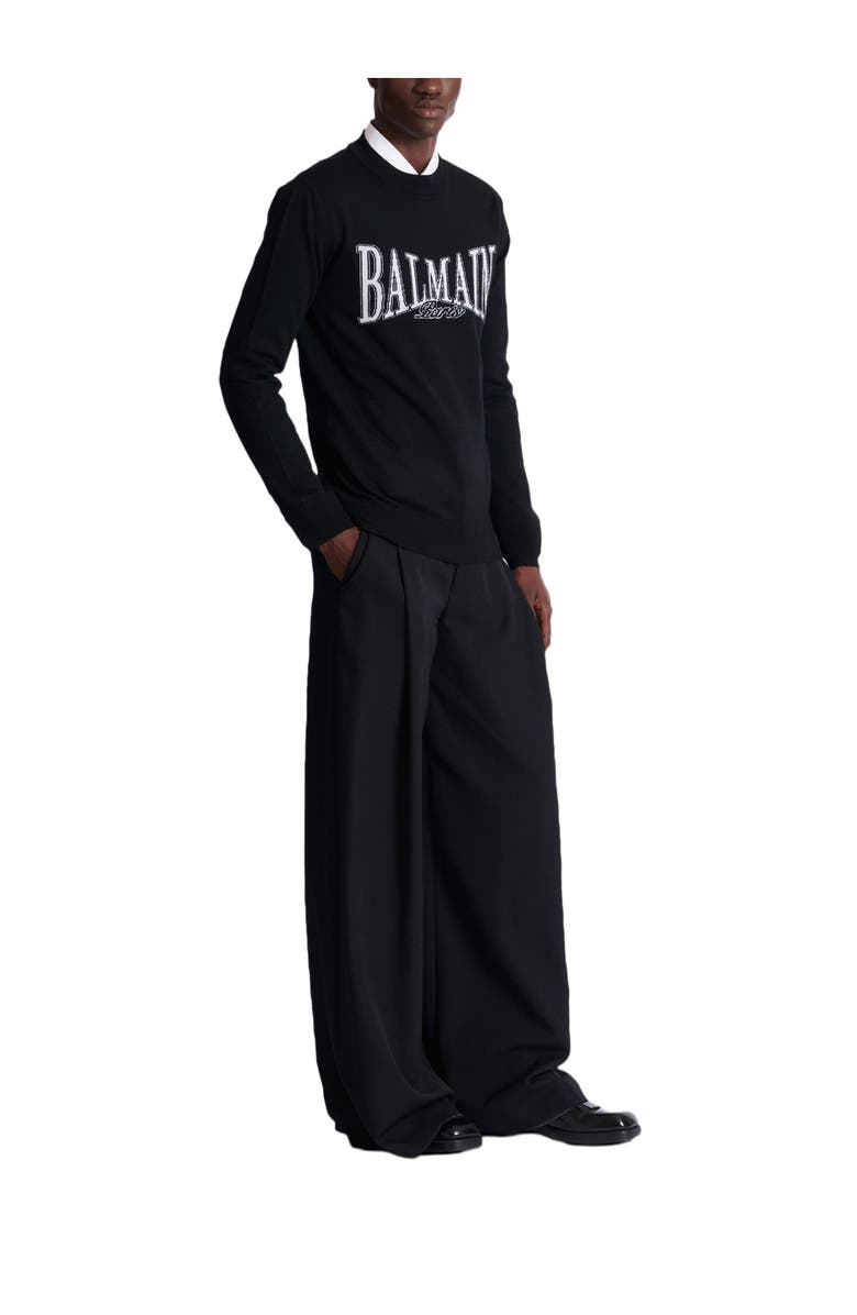 Balmain College jacquard knit jumper, Alternate, color, Black