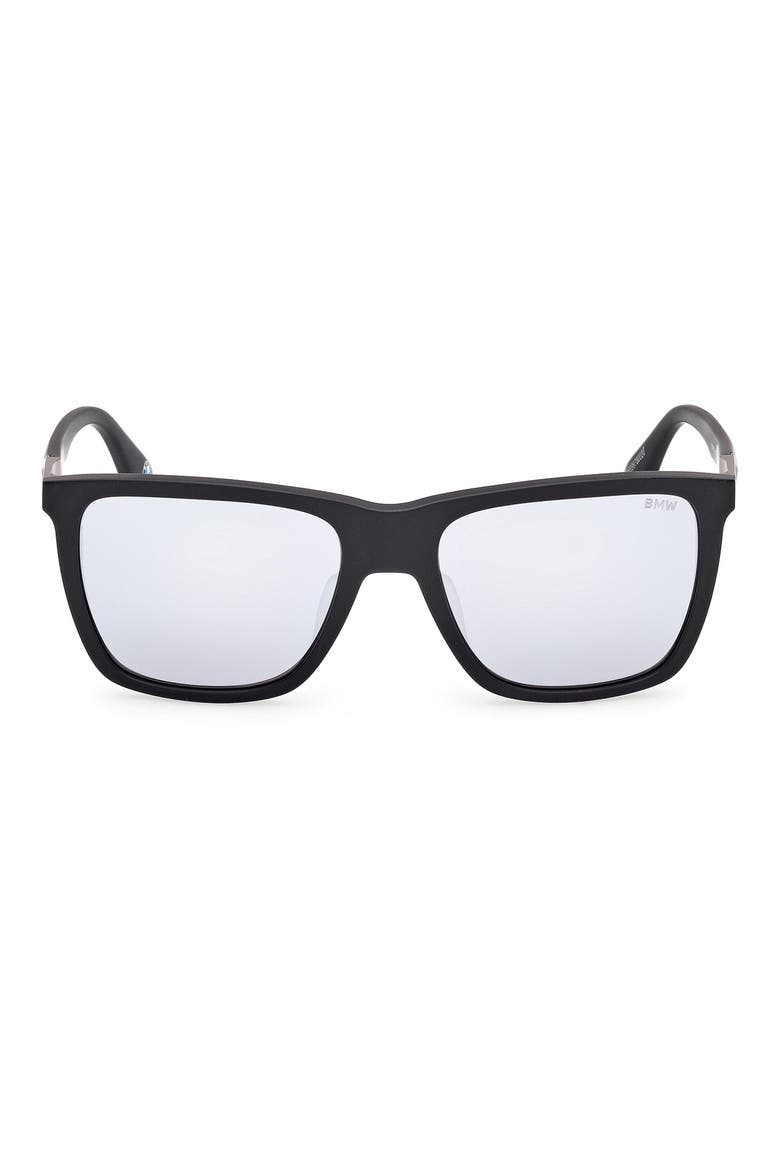 56mm Sunglasses, Main, color, MATTE BLACK / SMOKE MIRROR