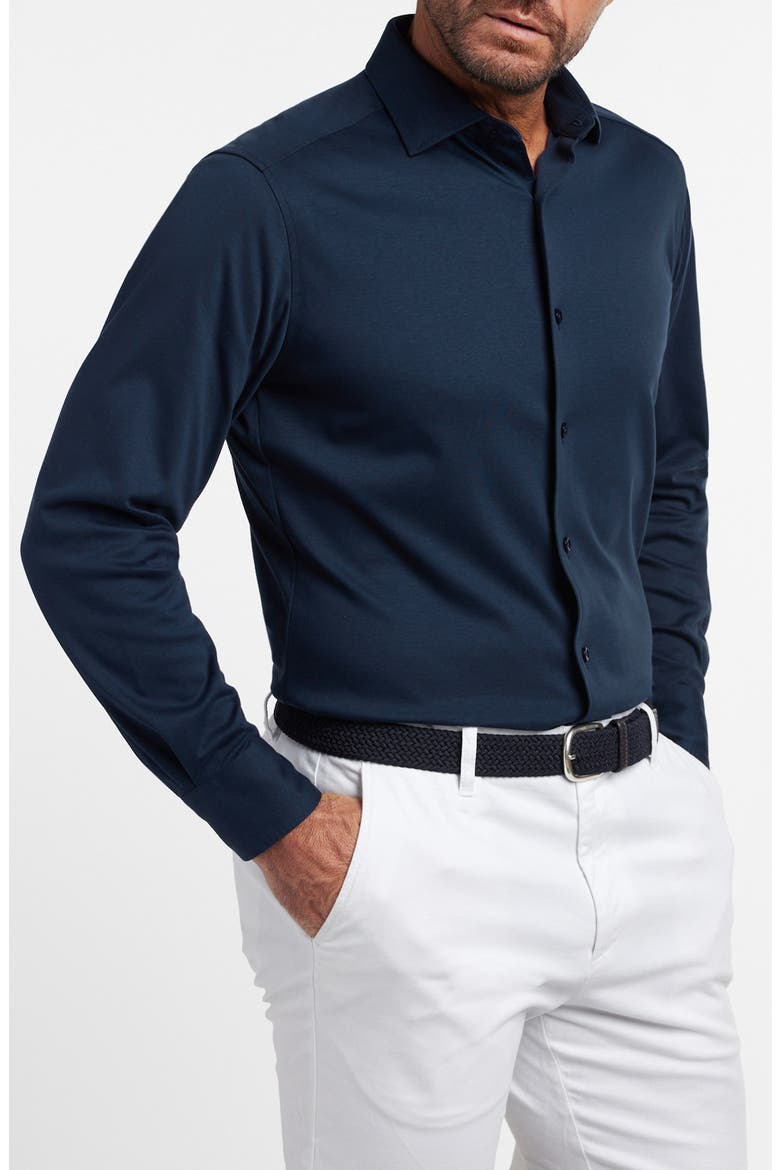 Cotton Knit Sport Shirt, Main, color, NAVY