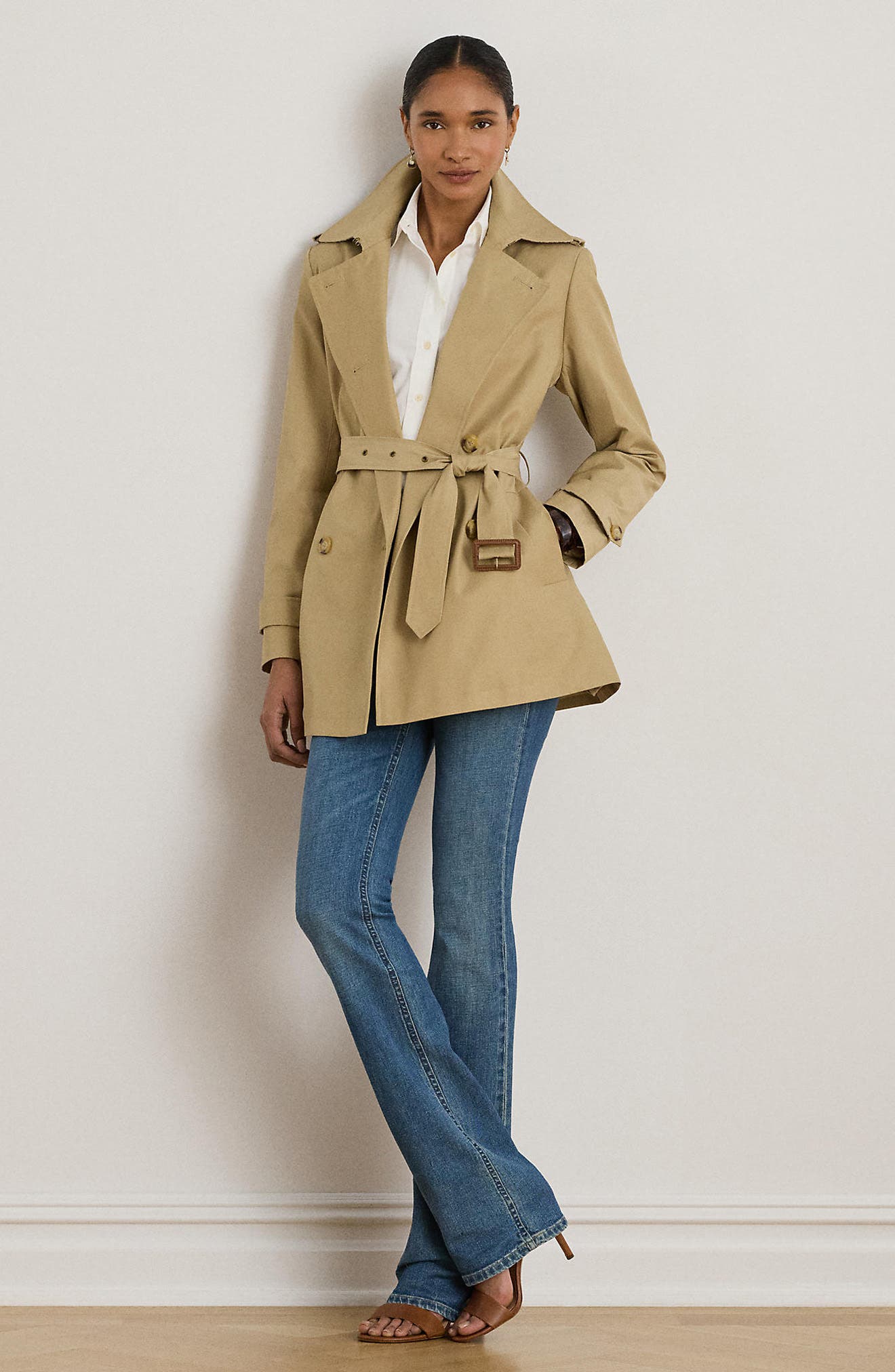 Женские Lauren Ralph Lauren Double Breasted Cotton Blend Jacket — фото 7