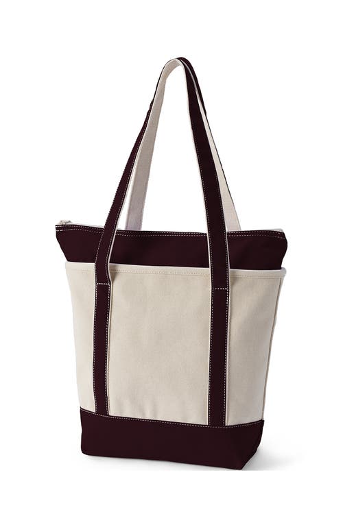 Lands' End Zip Top Long Handle Canvas Tote Bag