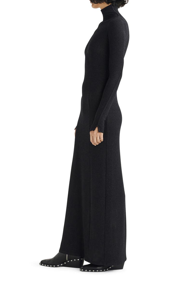 rag & bone Lilith Metallic Long Sleeve Turtleneck Maxi Sweater Dress, Alternate, color,