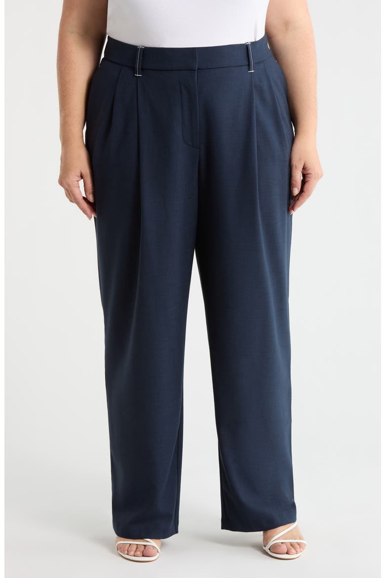 Ultra Skyrise Relaxed Straight Pleated Pants, Main, color, NAVY