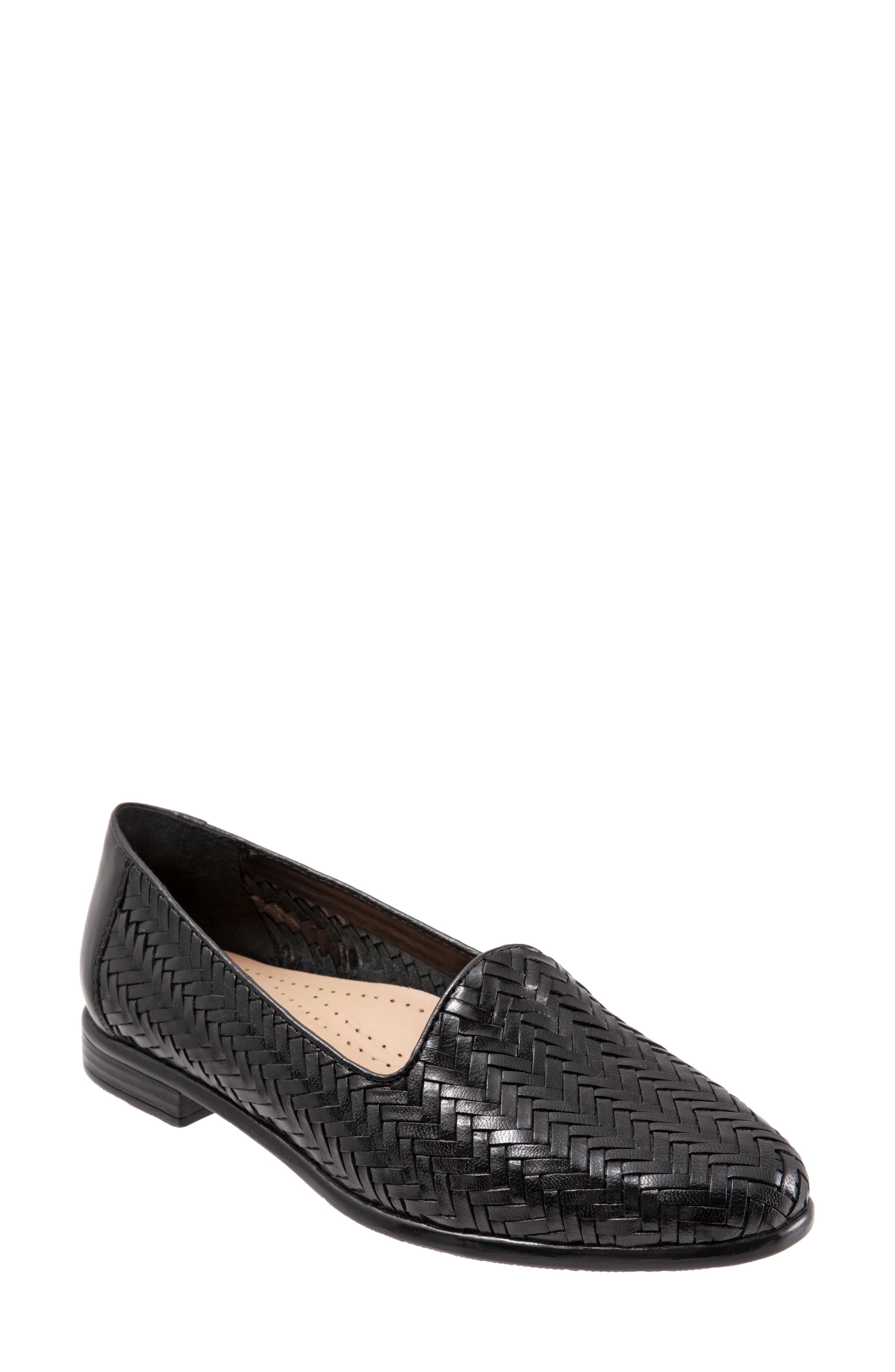 Trotters Liz III Flat, Main, color, Black Leather