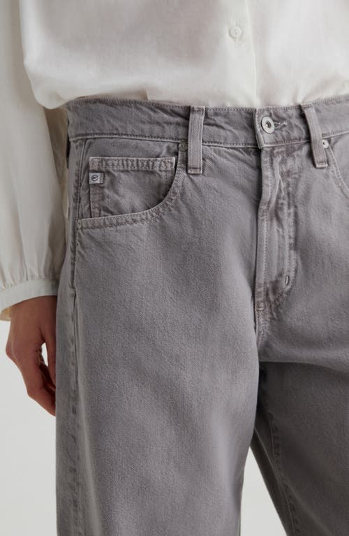 Ag Hattie Raw Hem High Waist Crop Barrel Jeans In Sulfur Pebble Grey