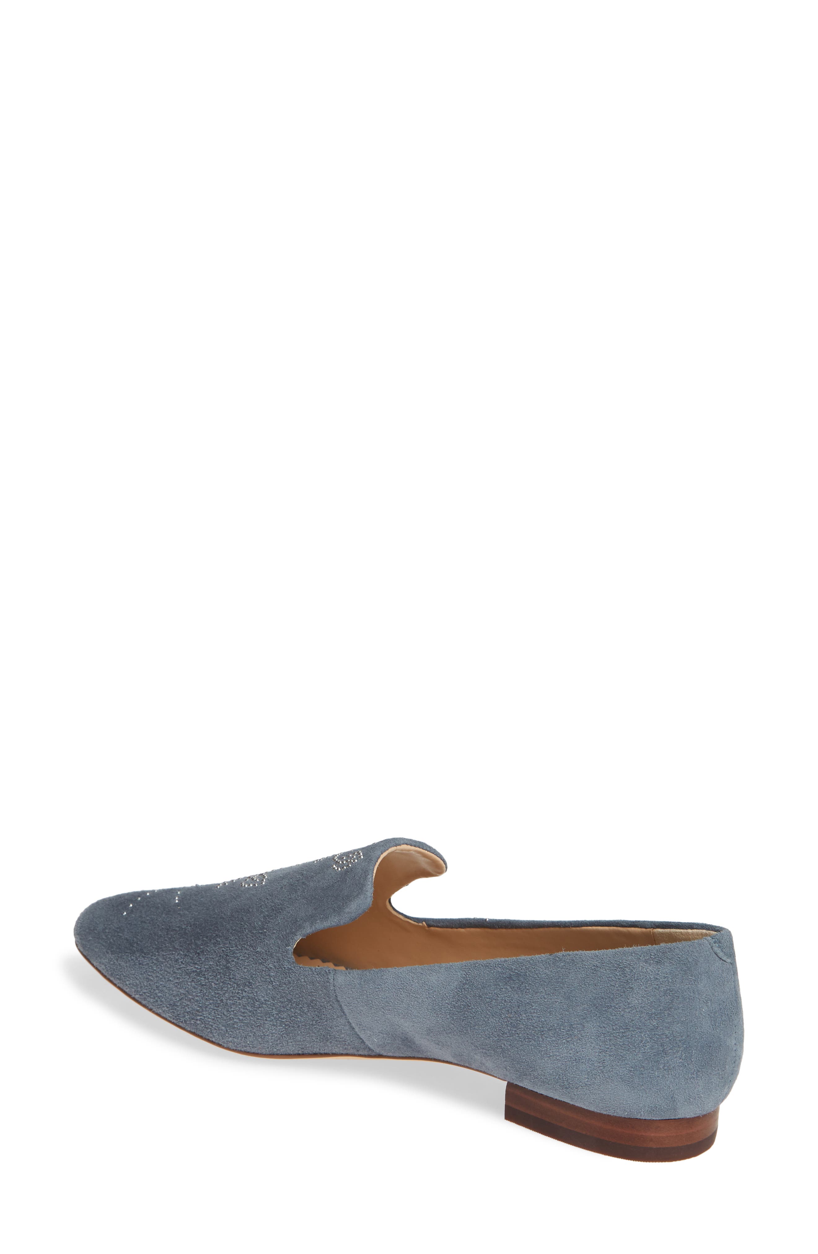 Nova Floral Studded Loafer, Alternate, color, STEEL BLUE SUEDE