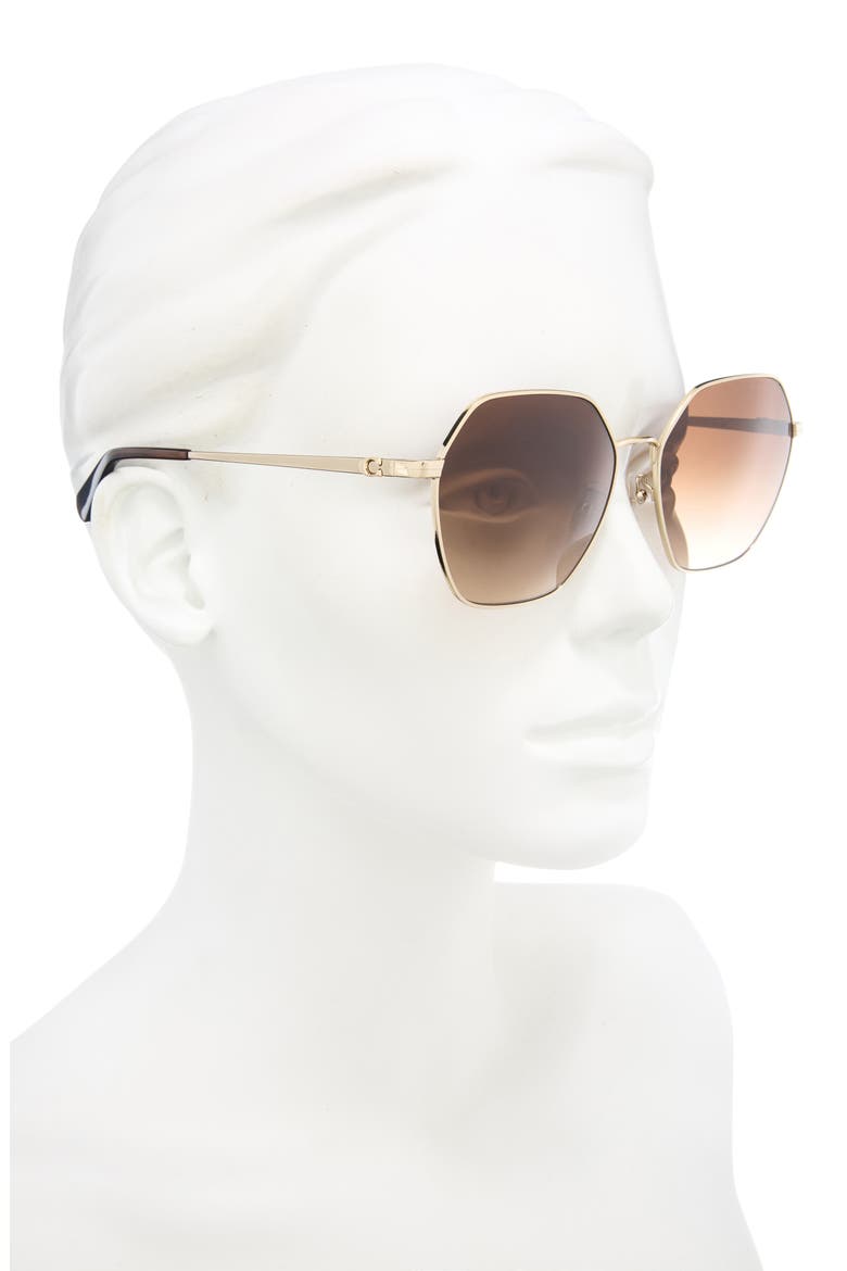 58mm Irregular Sunglasses, Alternate, color, SHINY LIGHT GOLD / BROWN