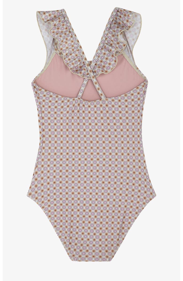 Gottex Kids Vacation Mode Square Neck Ruffle One Piece, Alternate, color, Multi-Pastel