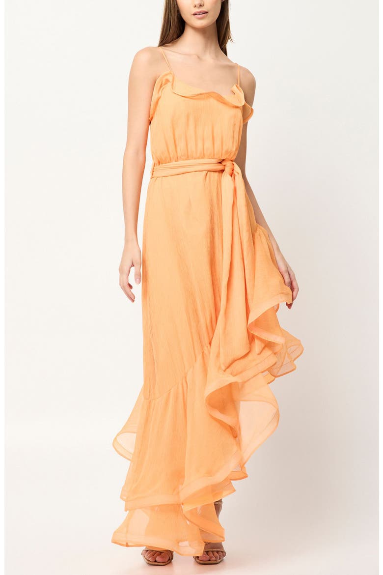 Elliate Maldives Ruffle Asymmetric Maxi Dress, Alternate, color, MANGO