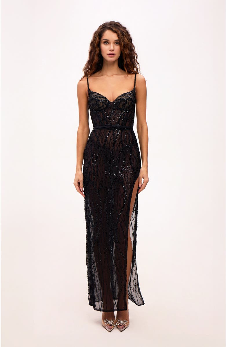 Milla Astonishing Sequined Maxi Gown On Spaghetti Straps, Alternate, color, 