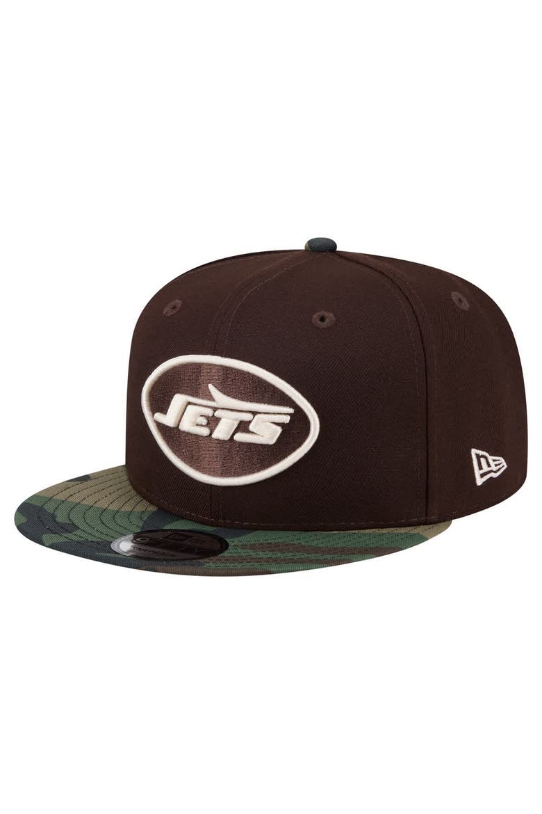 Men's New Era  Dark Brown New York Jets Burnt Wood Camo 9FIFTY Snapback Hat, Main, color, Dark Brown