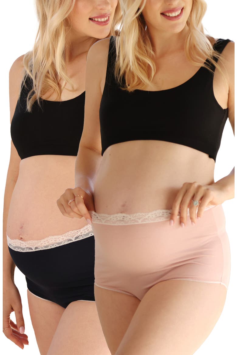 Assorted 2-Pack Maternity Briefs, Alternate, color, NUDE/ BLACK