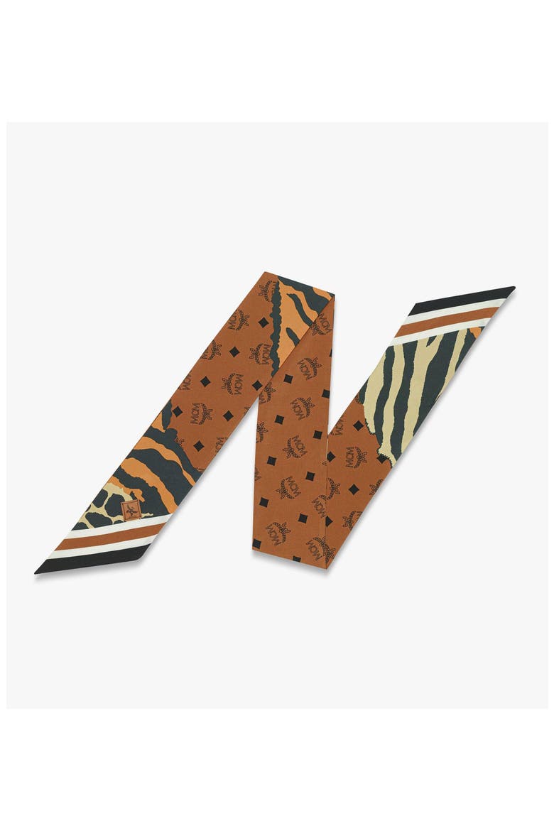 Animalier Petite Silk Scarf, Main, color, Cognac
