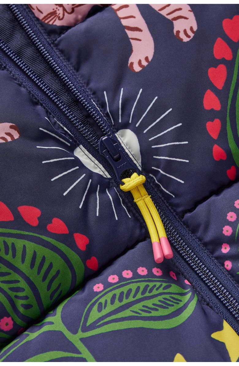 Mini Boden Kids' Padded Hooded Coat, Alternate, color, Navy Tiger Stripe