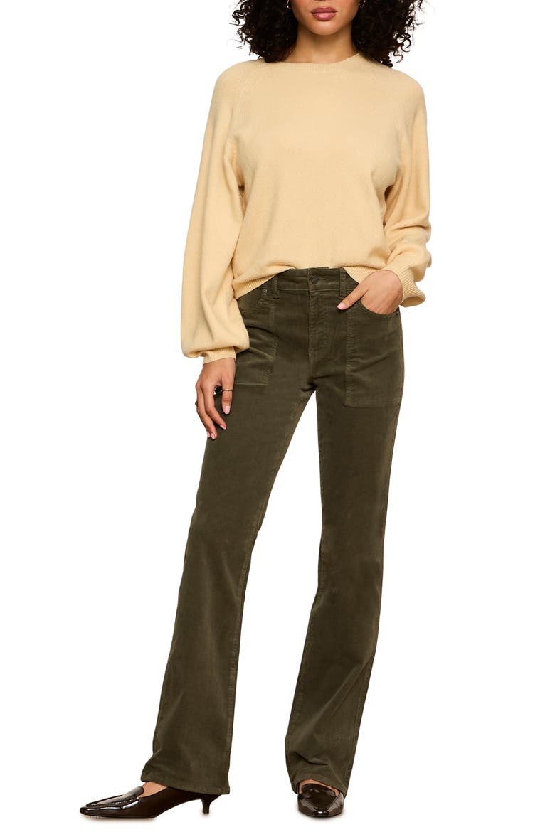 Play Date High Waist Stretch Cotton Corduroy Bootcut Pants, Alternate, color, KALAMATA GREEN