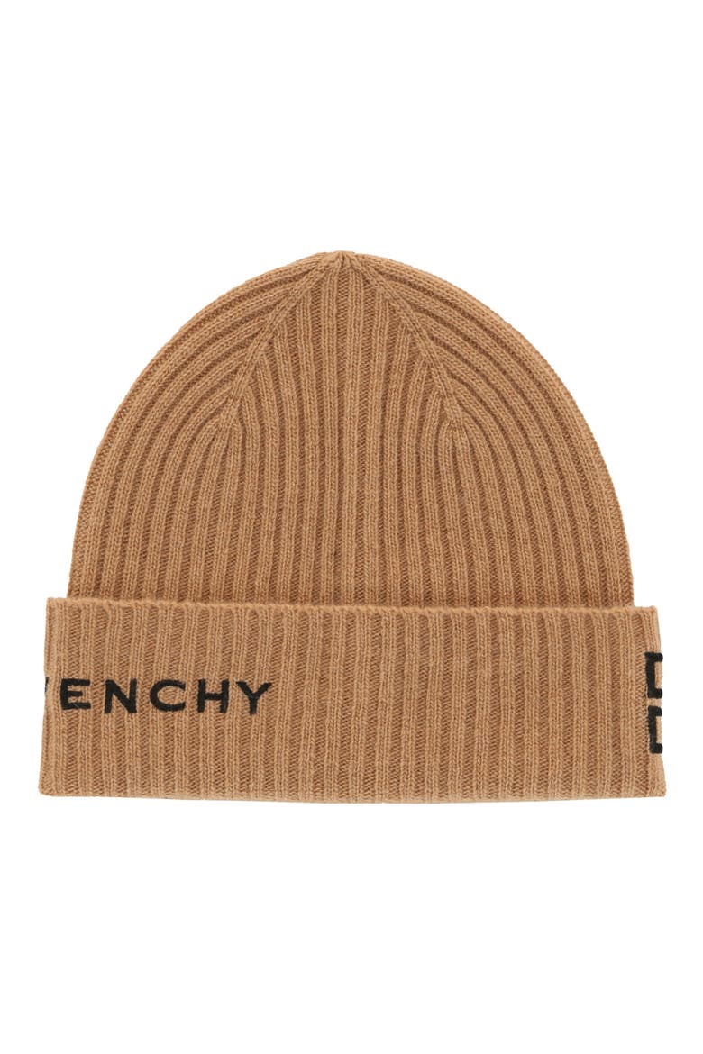 4G Logo Wool & Cashmere Beanie, Main, color, DESERT BLACK