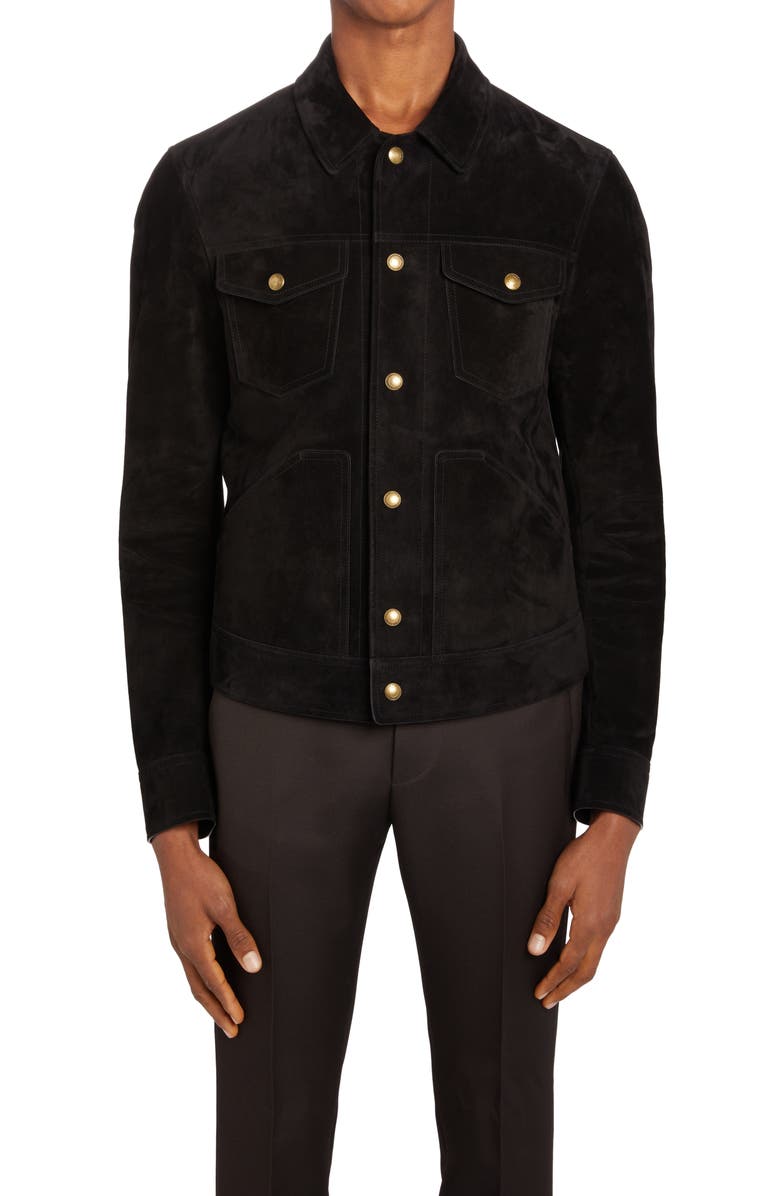 TOM FORD Suede Western Jacket, Main, color, Black