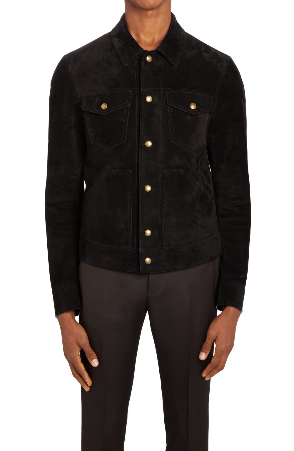 Suede Western Jacket, color, BLACK