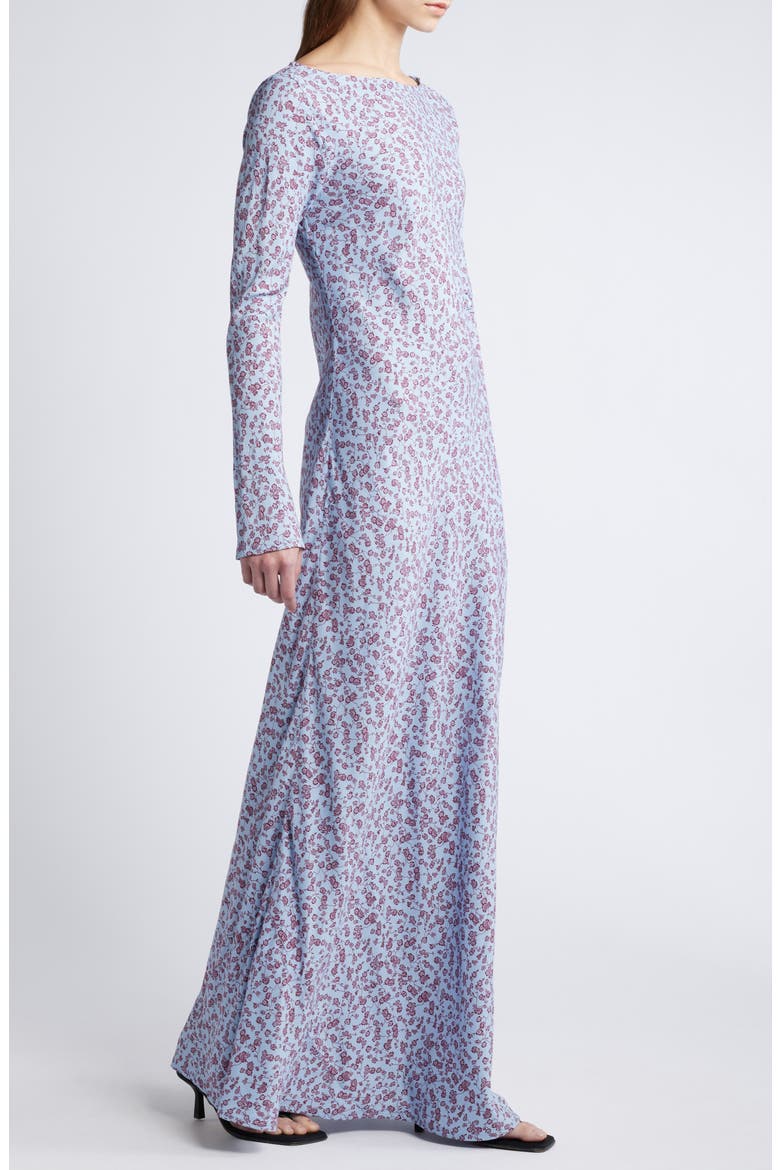 Lilou Floral Long Sleeve Crepe Maxi Dress, Alternate, color, AMARYLLIS FLORAL BLUE