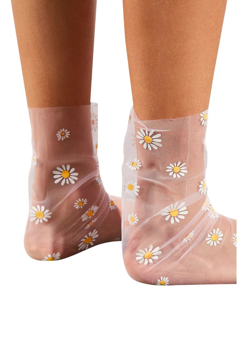 Daisy Tulle Socks, Alternate, color, PINK