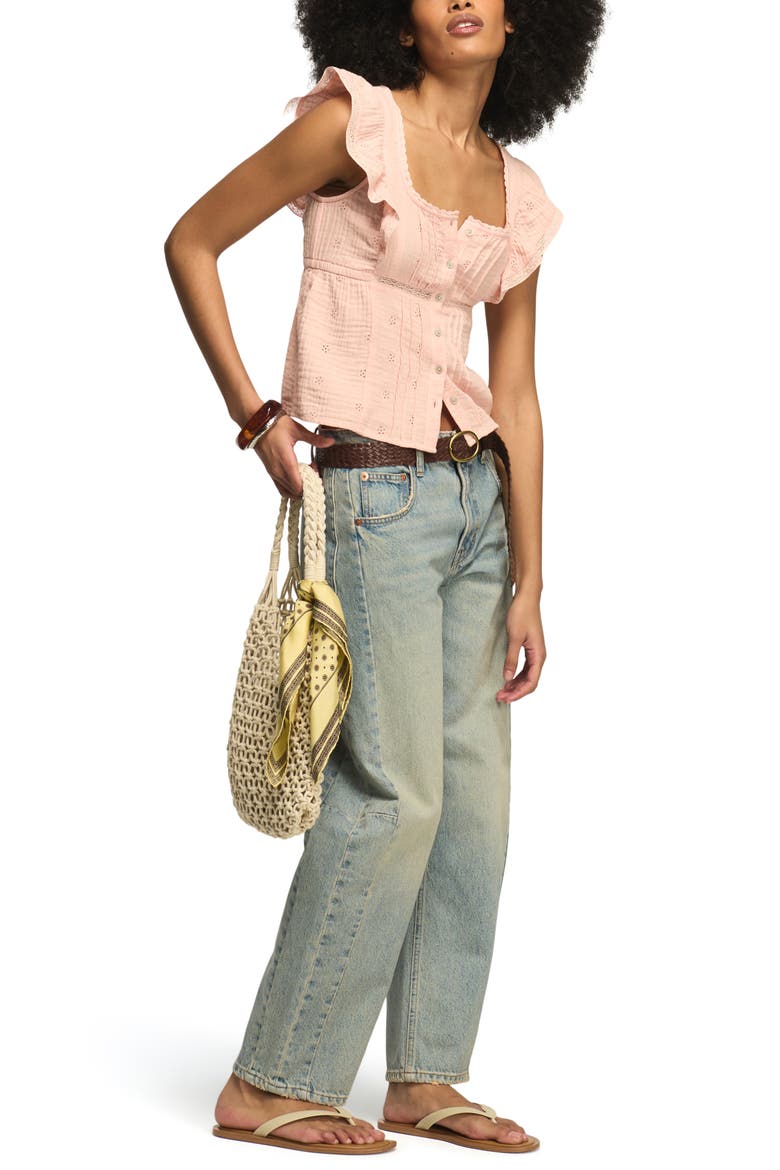 Lace & Eyelet Crop Top, Alternate, color, CORAL