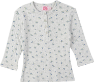 Pinky Promise Floral Pointelle Henley Button Placket 3/4 Sleeve Top
