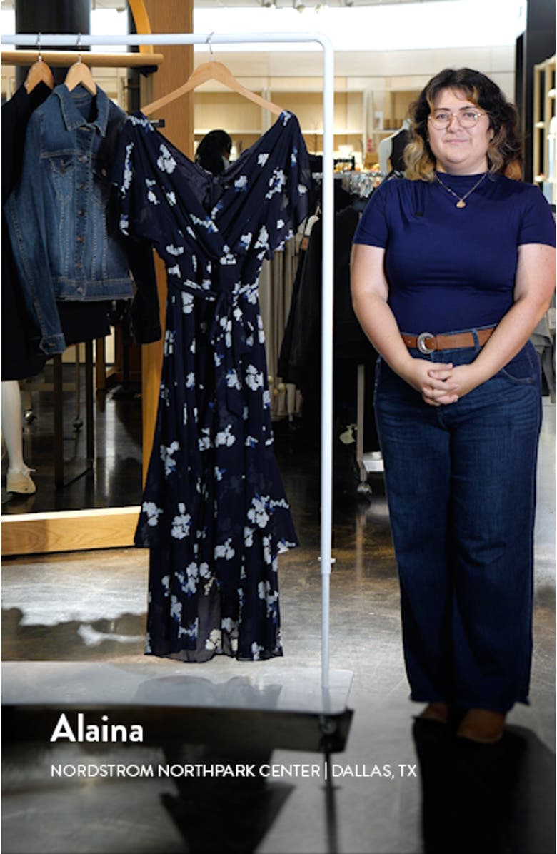 Demure Floral Faux Wrap High-Low Dress, sales video thumbnail