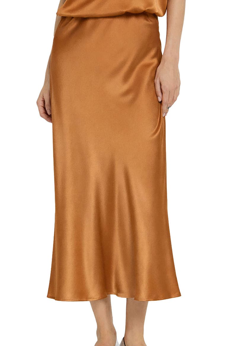 Viscose Fluid Long Skirt, Alternate, color, Camel