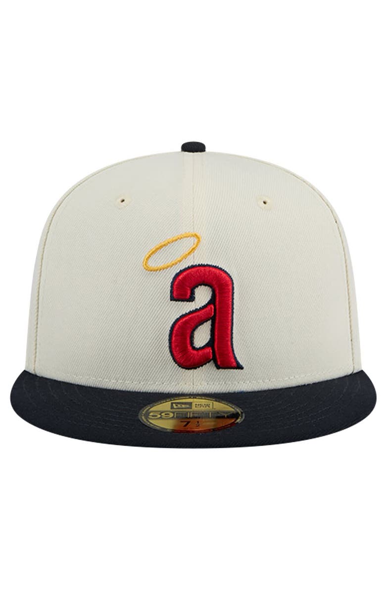 New Era Men's New Era Cream California Angels Cooperstown Collection Chrome 59FIFTY Fitted Hat, Alternate, color,