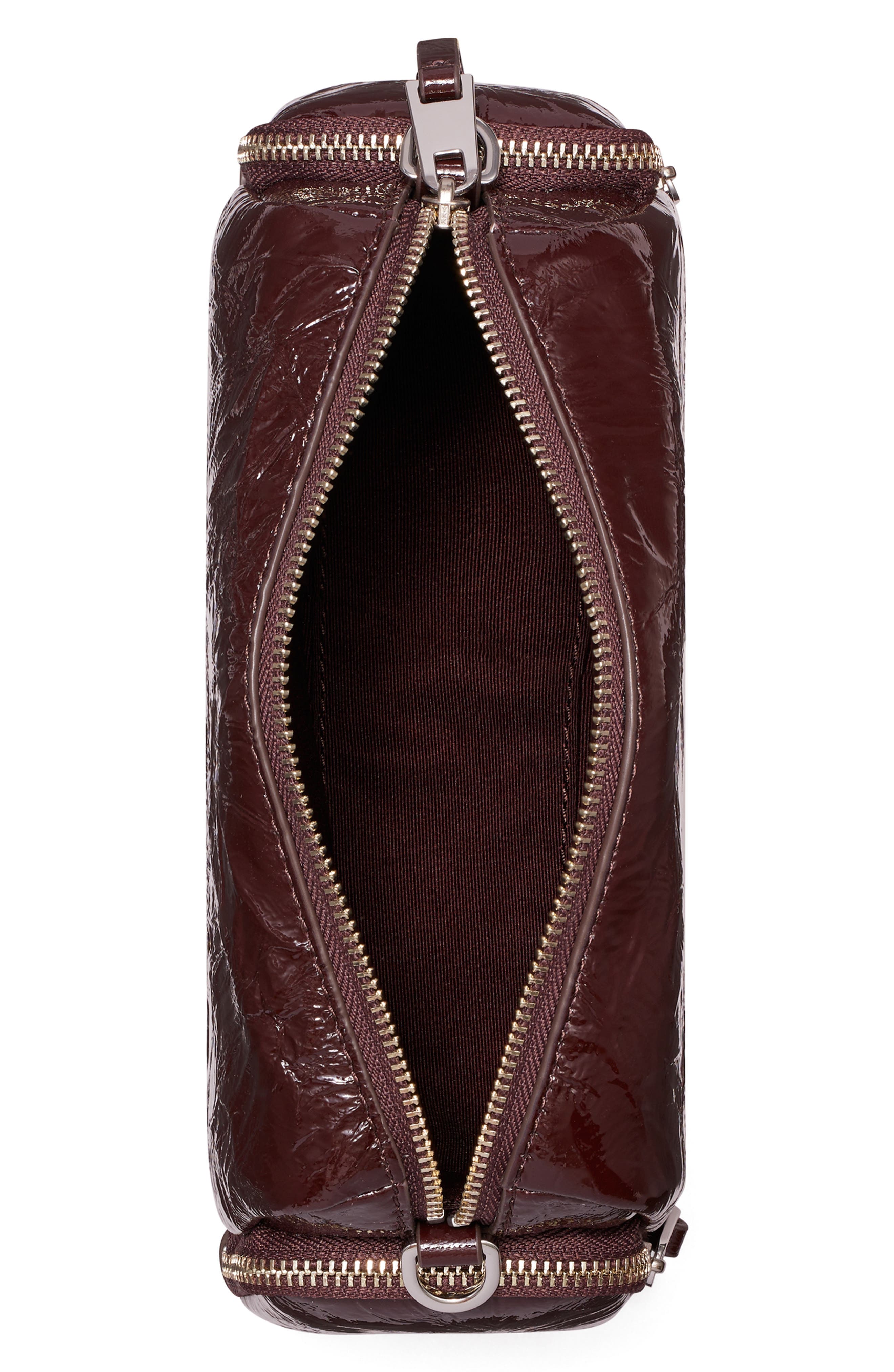 Perry Voyager Crinkled Patent Leather Crossbody Bag, Alternate, color, ALBAROSSA
