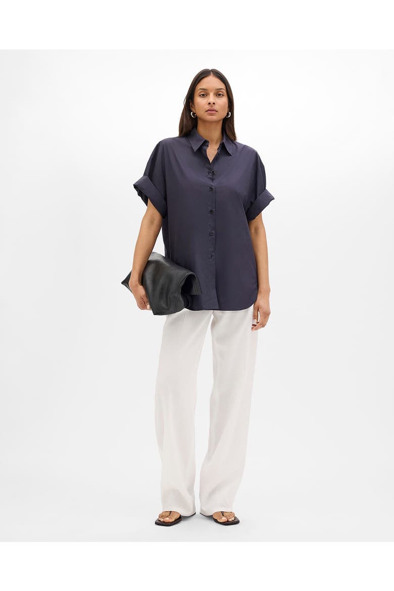 Poplin Short Sleeve Shirt, Main, color, Midnight