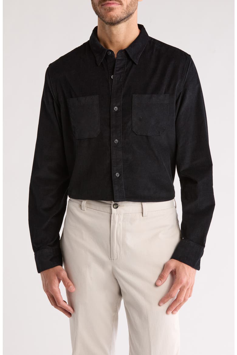 Barrel of Laughs Cotton Button-Up Shirt, Main, color, BLACK