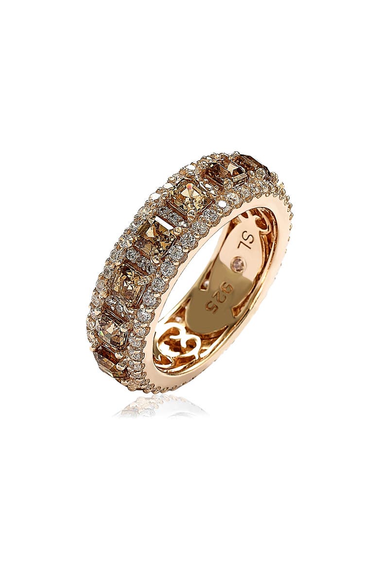 Brown & White Cubic Zirconia Eternity Band Ring, Alternate, color, BROWN