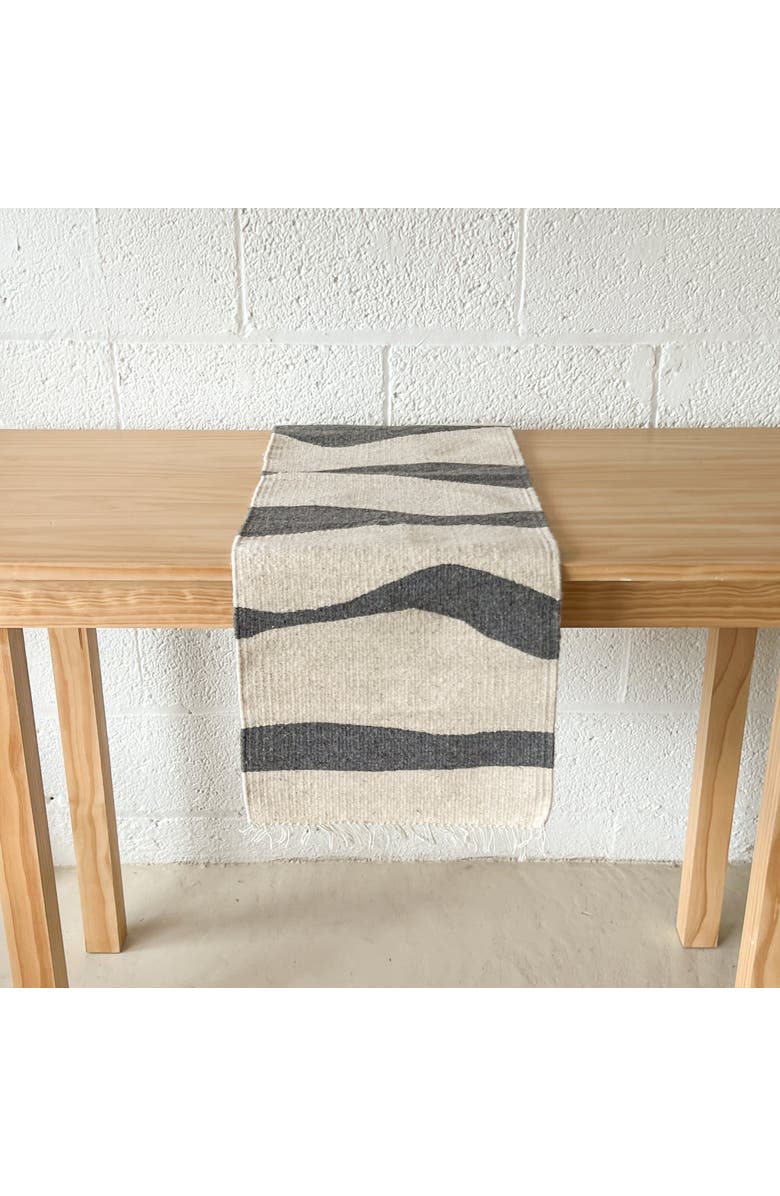 Loom Imports Wool Table Runner, Alternate, color, Ivory + Charcoal