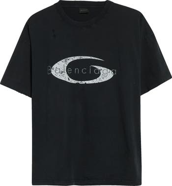 ★BALENCIAGA★ Logo Boxy Short Sleeve T-Shirt Top Black 6517 Balenciaga Natural Green Graphic Logo Boxy Short Sleeve