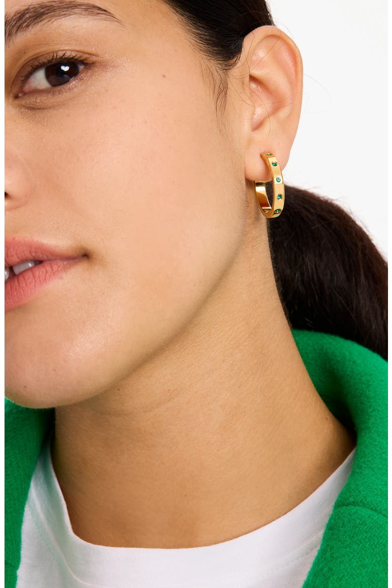 cubic zirconia hoop earrings, Alternate, color, EMERALD.