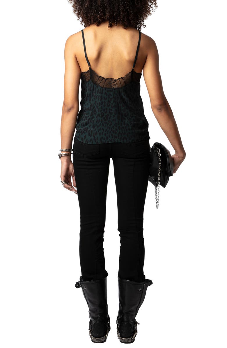 Zadig & Voltaire Leopard Lace Trim Camisole, Alternate, color, 