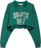 Golden Goose Journey Crop Graphic Polo Sweatshirt