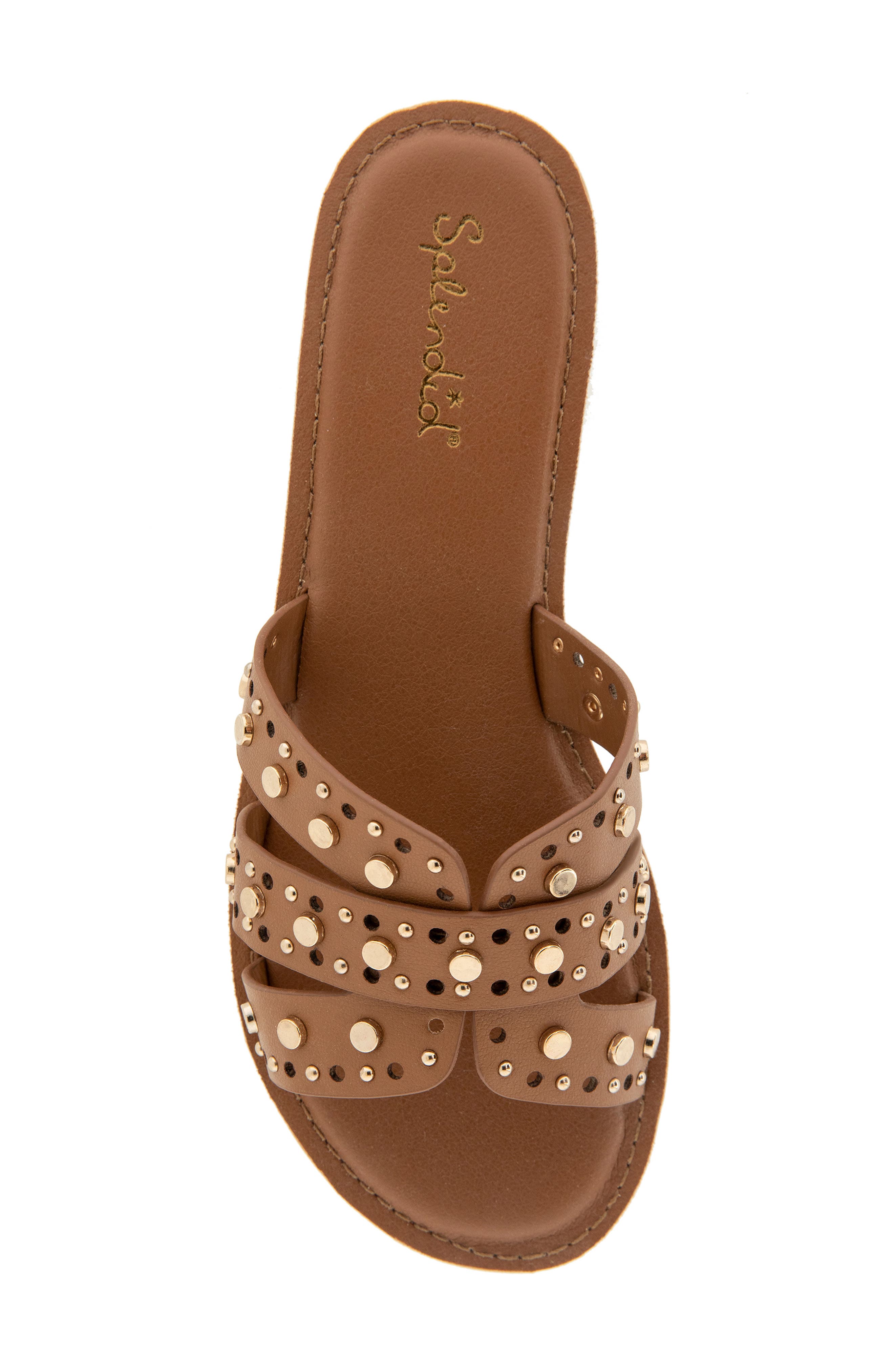 Splendid Samira Studded Slide Sandal, Alternate, color, Caramel