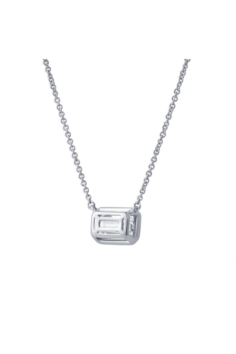 Glinda Emerald East West 14K Gold Lab Grown Diamond Bezel Necklace - 1.50 ct, Alternate, color, 14K White Gold