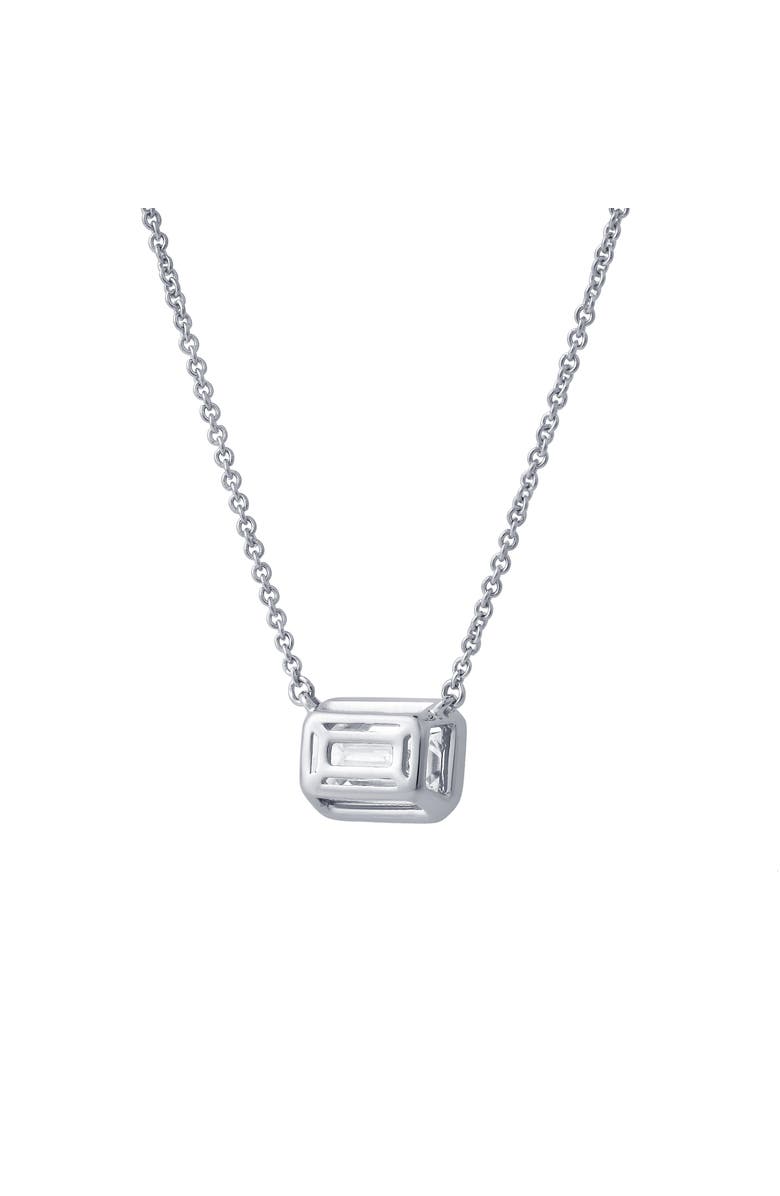LuvMyJewelry Glinda Emerald East West 14K Gold Lab Grown Diamond Bezel Necklace - 1.50 ct, Alternate, color, 14K White Gold