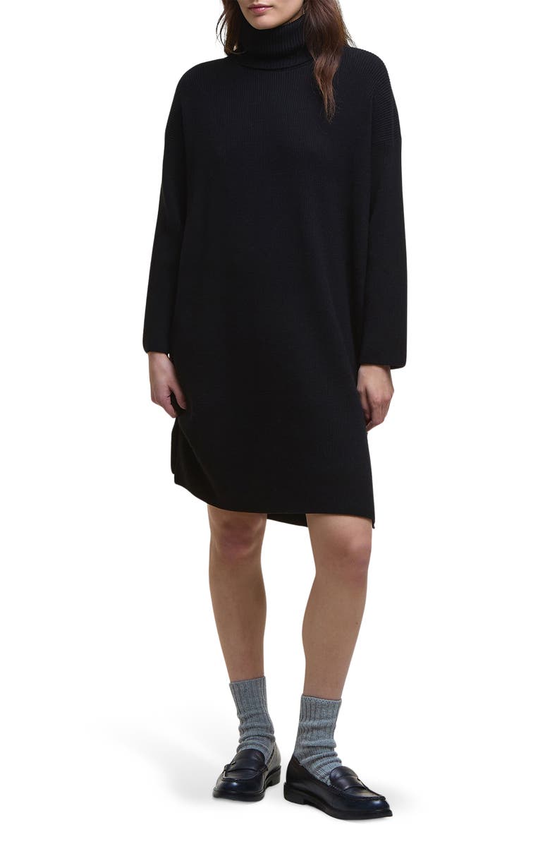 Barbour Rib Knit Sweater Dress, Main, color, Black