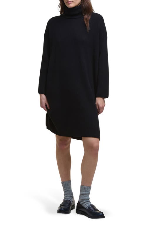 Barbour Rib Long Sleeve Turtleneck Sweater Dress In Black