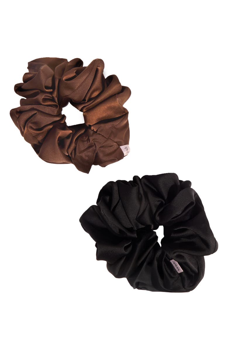 Kitsch 2-Pack Oversize Scrunchies, Alternate, color, Black Chocolate