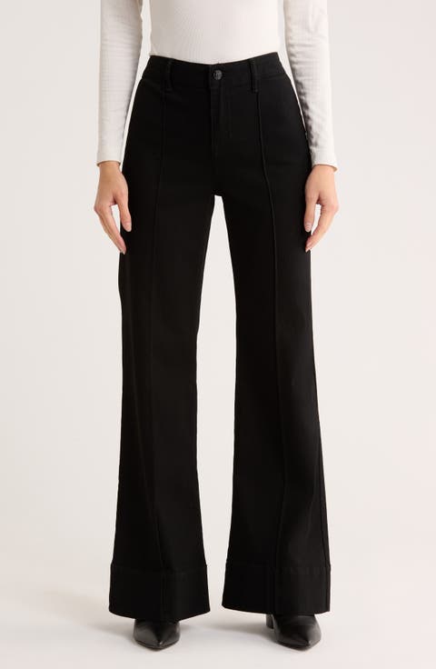 Pintuck Wide Leg Jeans