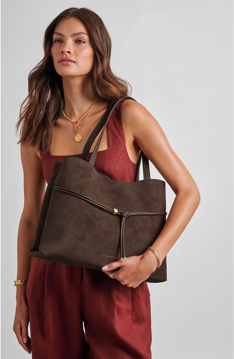 Katie Loxton Lori Suedette Tote Bag, Alternate, color, Chocolate