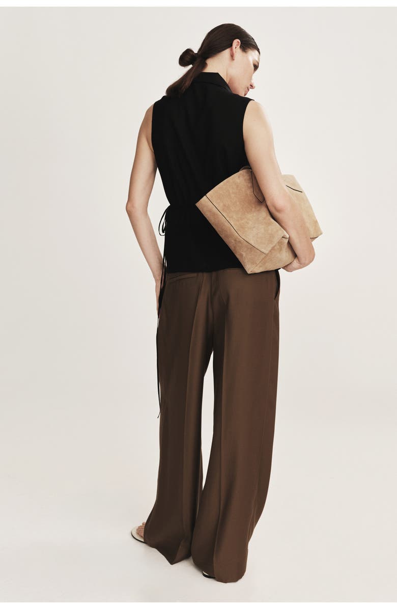 H&M Linen-blend Wrap Top, Alternate, color, Black