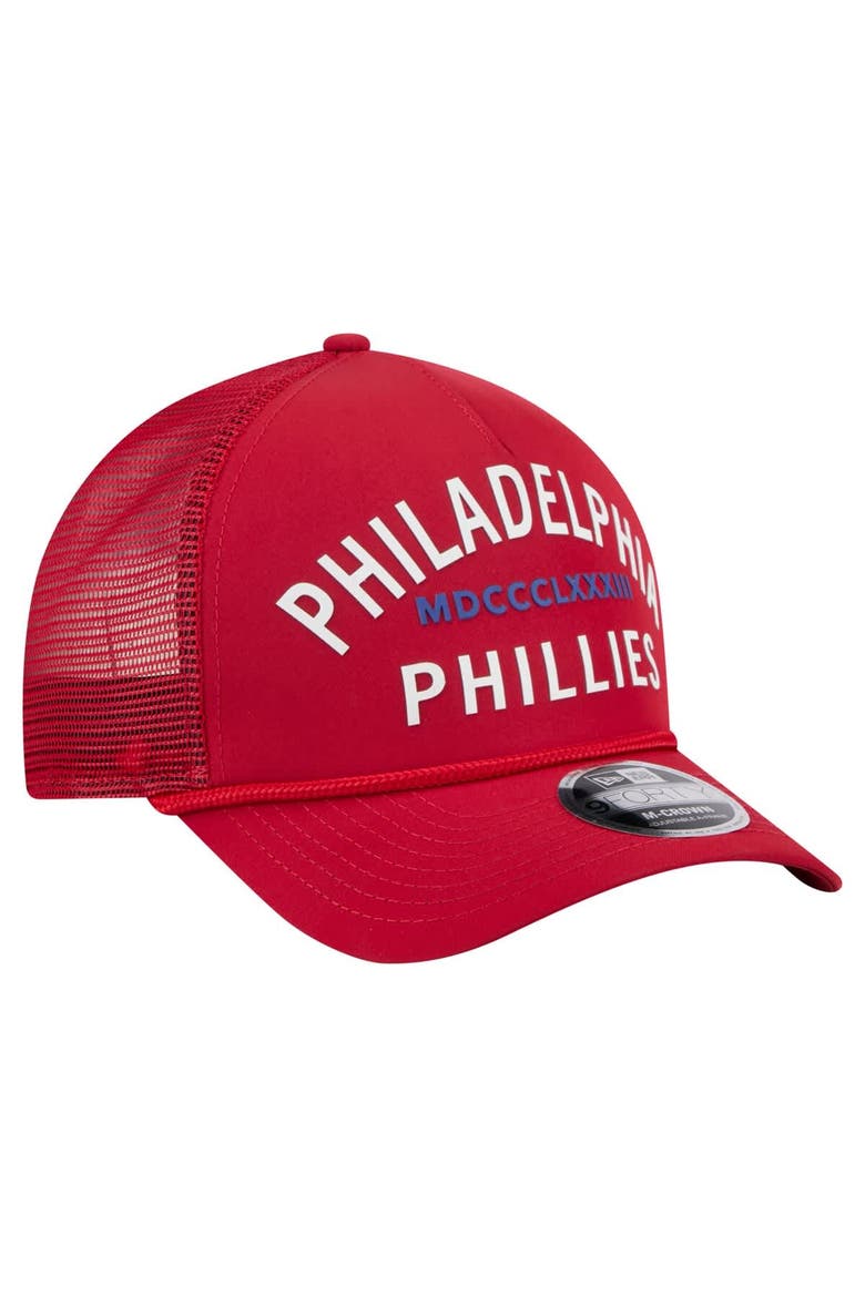 Men's New Era  Red Philadelphia Phillies Minimalist 9FORTY A-Frame Adjustable Hat, Alternate, color, Red