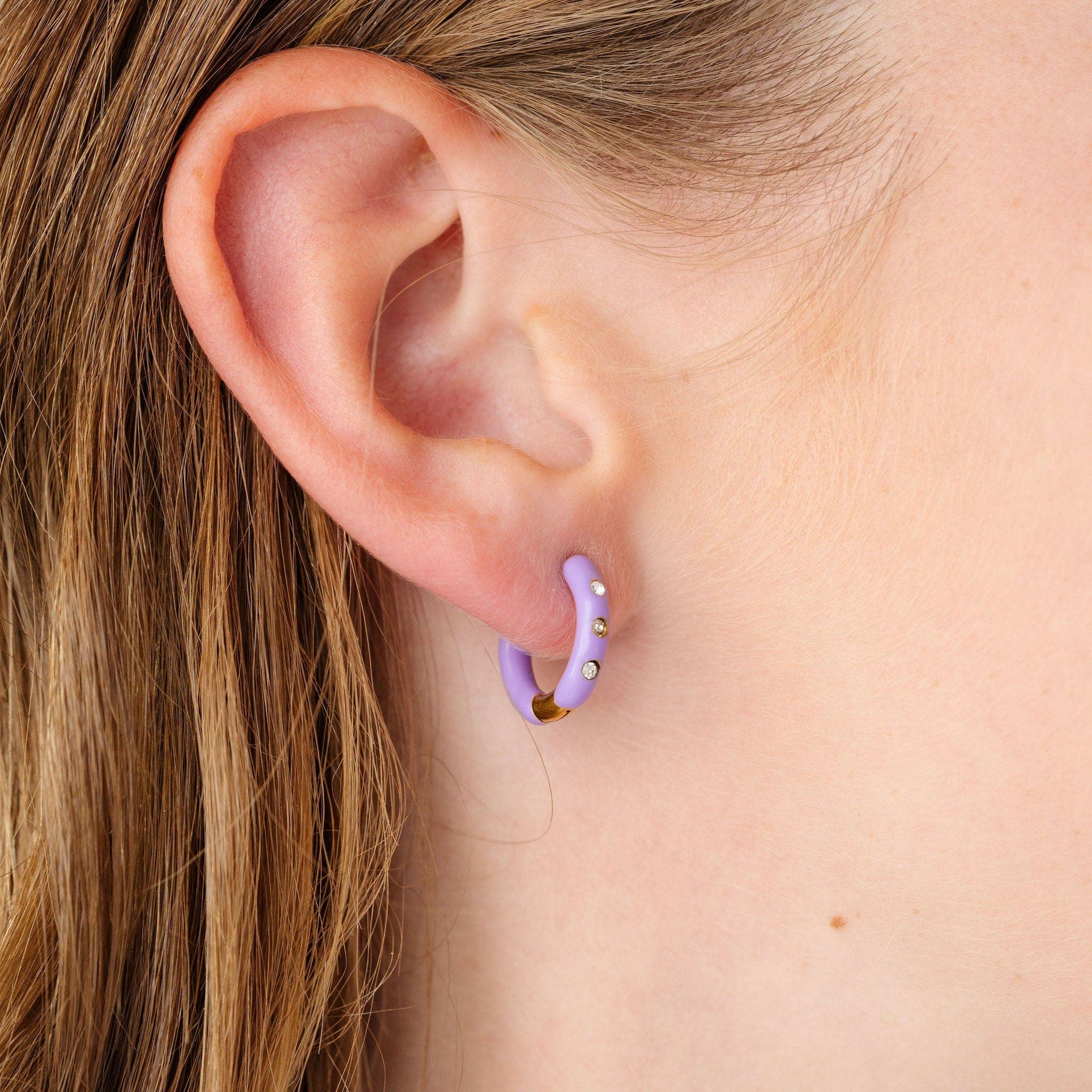 Pip Pop Enamel Diamond Hypoallergenic Hoop Earrings | Nordstrom